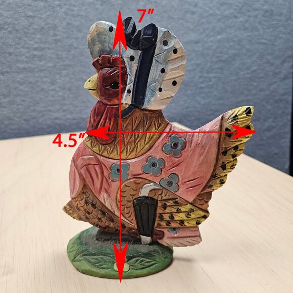 Vintage Dept 56 Hand Carved Hand Painted Wooden Hen Farmhouse Decor 9.25" - Picture 4 of 4